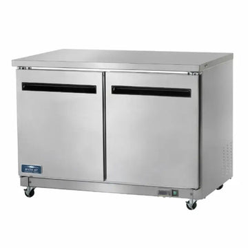 Commercial worktop freezers with stainless steel design, perfect for commercial kitchens and food service use.
