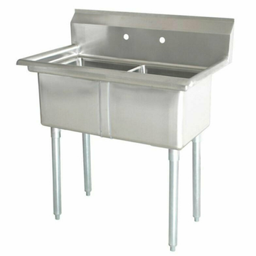 Stainless steel two-compartment kitchen sinks ideal for efficient food preparation and cleaning.