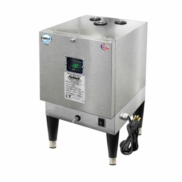 Point-of-Use Water Heaters for instant hot water, featuring a digital display and stainless steel design.