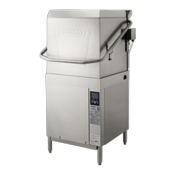 Commercial dishwasher equipment displayed in a modern kitchen setting, showcasing high-efficiency cleaning capabilities.