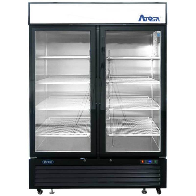 Atosa MCF8723GR 54-3/8" Black 2-Glass Door Merchandiser Refrigerator
