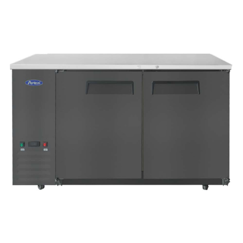 Atosa SBB59GRAUS2 58-Inch Shallow Depth 2-Door Solid Back Bar Cooler, 15 Cu. Ft.