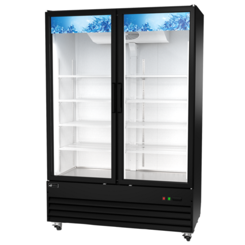 EFI C2-54GDX 54" Black 2-Door Glass Merchandiser Refrigerator
