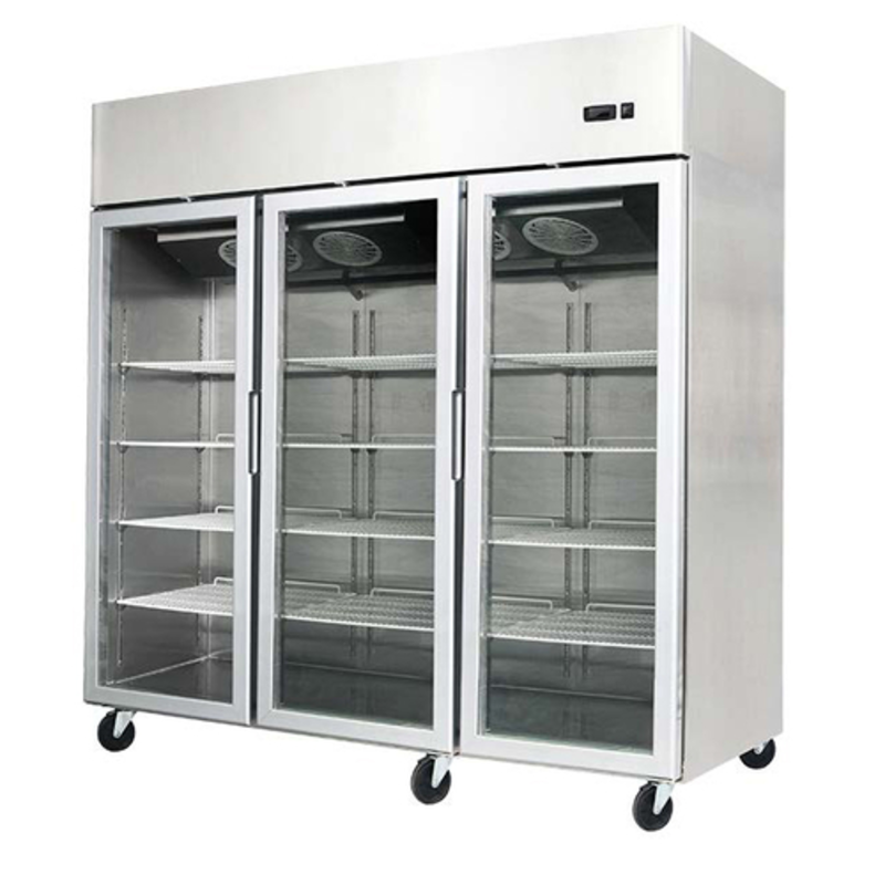 EFI C3-78GDSVC 77.8-Inch 3-Door Stainless Steel Glass Merchandiser Refrigerator