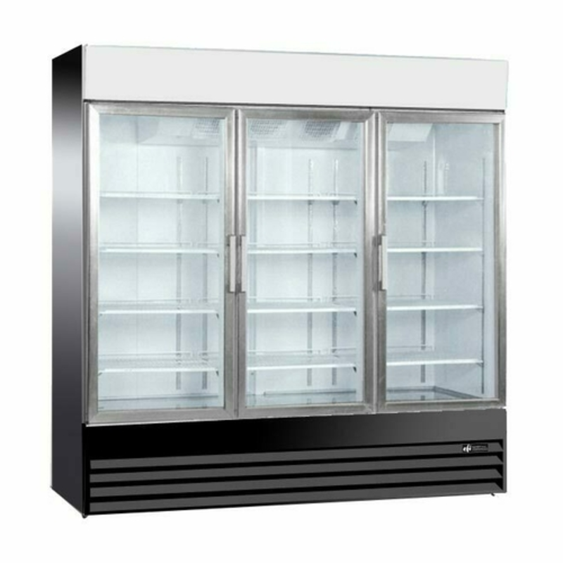 EFI C3-78GDVCX 78.3-Inch 3-Door Glass Merchandising Refrigerator - Black