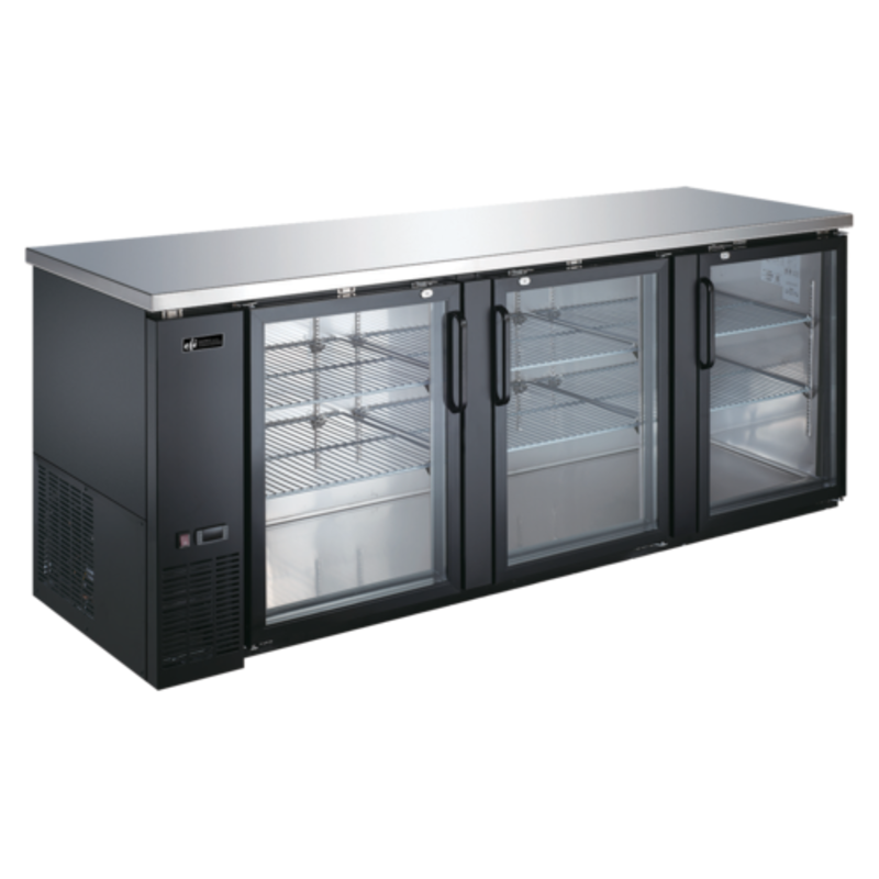 EFI CBBGD3-90CC 90.4-Inch Three-Door Glass Back Bar Cooler - 32 Cu. Ft.