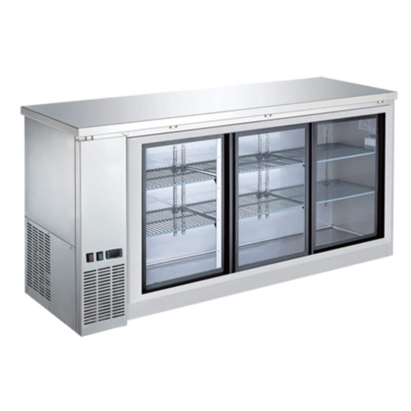 EFI CBBSGDS3-72CC 72.8-Inch 3-Door Sliding Glass Stainless Steel Back Bar Refrigerator