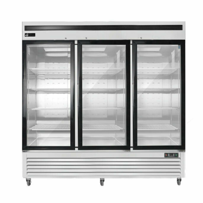 EFI Versa-Chill F3-82GDSVC 3-Door Glass Freezer Merchandiser - 82"