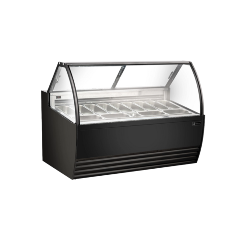 EFI FIGCB-7052 69.4-Inch Black Curved Glass Gelato Showcase Cabinet