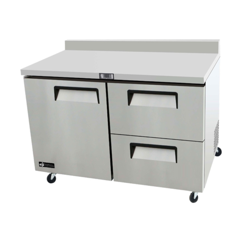 EFI Versa-Chill FWDW2-48VC 48" Stainless Steel 1-Door 2-Drawer Worktop Freezer