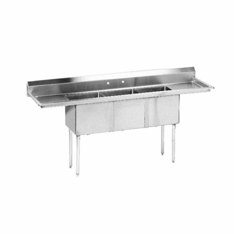 EFI SI824-3B 120.5-Inch 3-Compartment Commercial Sink with Double Drainboards