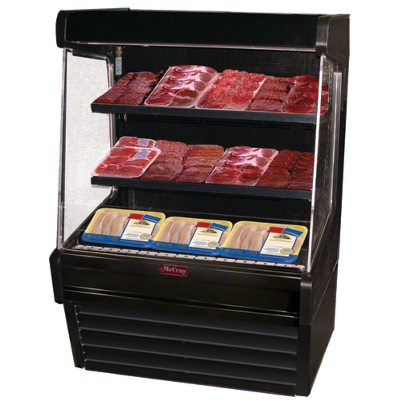 Howard-McCray 75-Inch Black Open Refrigerated Meat Display SC-OM30E-6L-B-LED