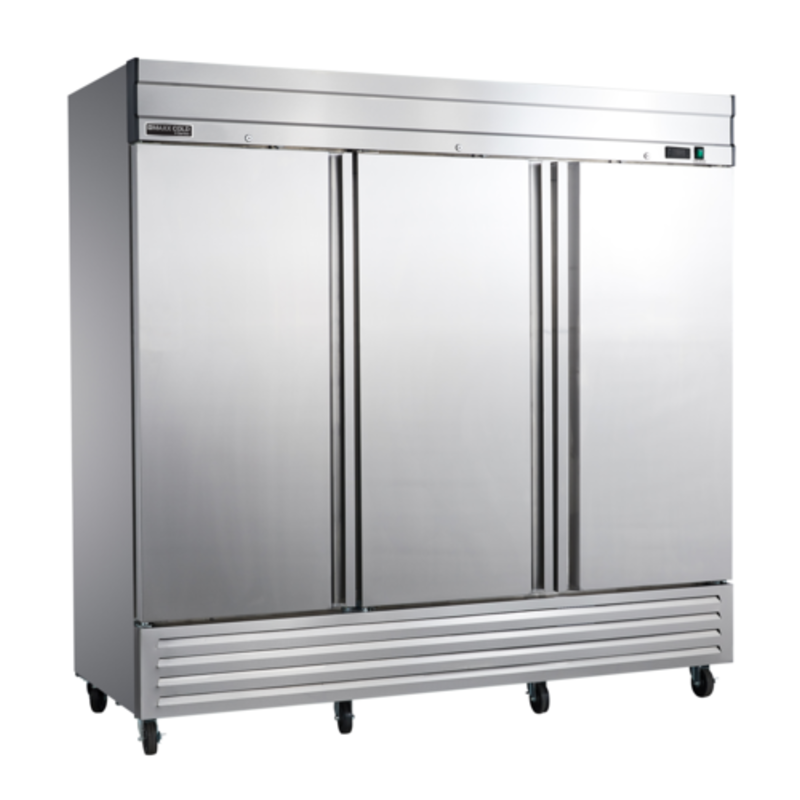 Maxx Cold V-Series 81.2-Inch 3-Door Solid Reach-In Commercial Freezer (MVF-72FDHC)