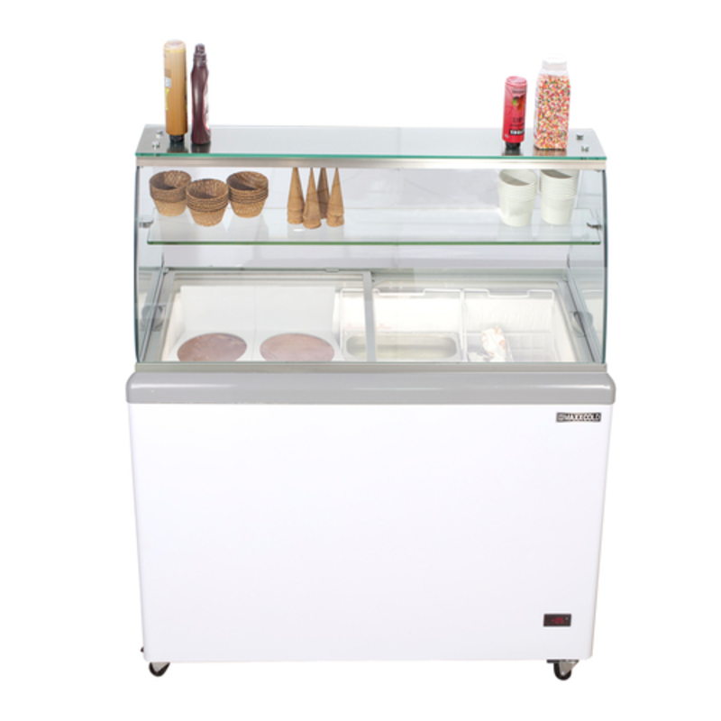 Maxx Cold MXDC-12 16 Cu. Ft. Commercial Ice Cream Dipping Cabinet with Sneeze Guard