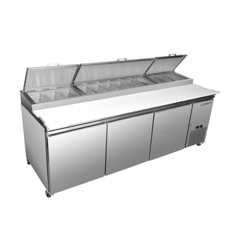 Maxx Cold MXSPP92HC 94-Inch Three-Door Commercial Pizza Prep Table