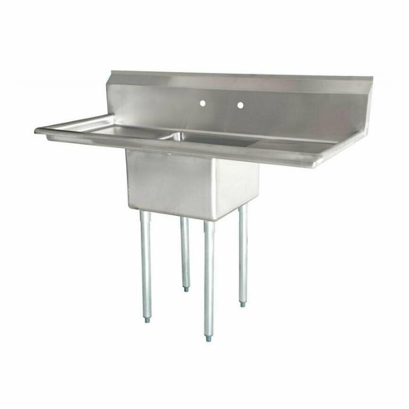 Omcan 43785 Single Bowl Commercial Pot Sink with Dual Drainboards - 72-Inch