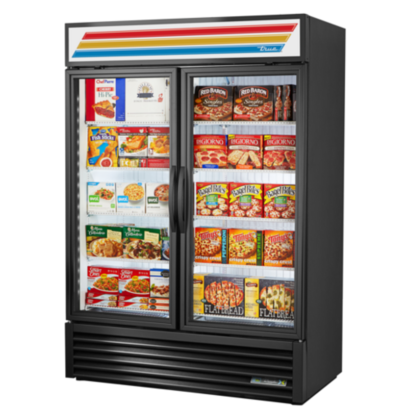 True 54-Inch Two-Section Glass Door Merchandising Freezer (GDM-49F-LTF-HC~TSL01)