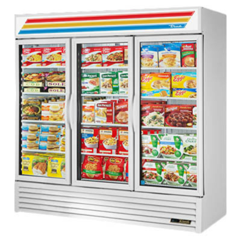 True GDM-72F-LTF-HC~TSL01 78-Inch 3-Door Glass Freezer Merchandiser