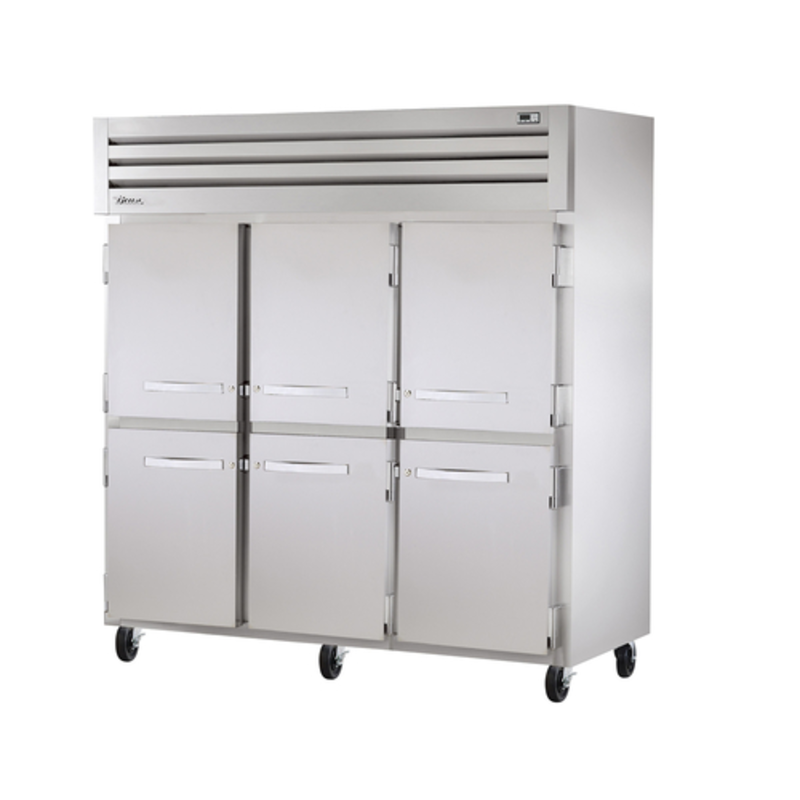 True STR3R-6HS-HC 77.75" Spec Series Three-Section Reach-In Refrigerator with Six Half Doors