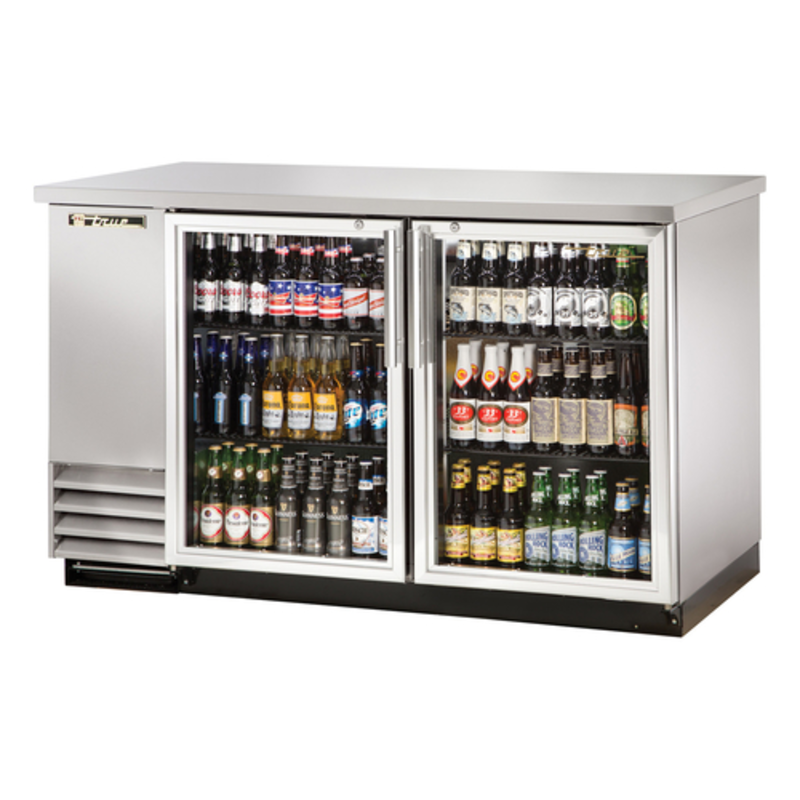 True TBB-2G-S-HC-LD 58-7/8" Two-Glass Door Stainless Steel Refrigerated Back Bar Cabinet