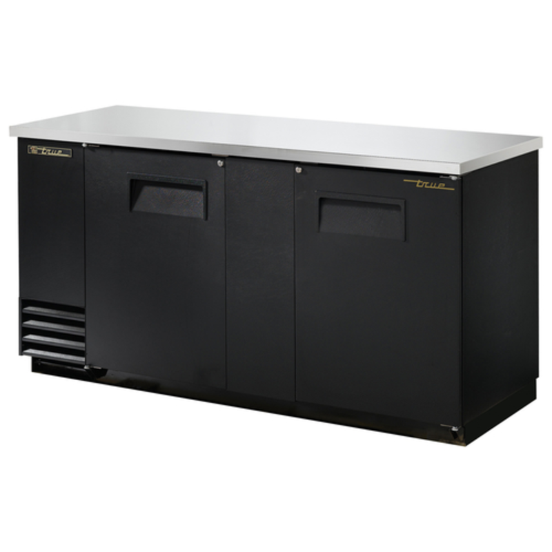 True Refrigeration TBB-3-HC 69-1/8" Two-Door Refrigerated Back Bar Cooler in Black