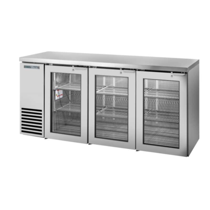 True 72-Inch 3-Glass Door Stainless Steel Back Bar Refrigerator TBB24-72-3G-Z1-SFT-S-1