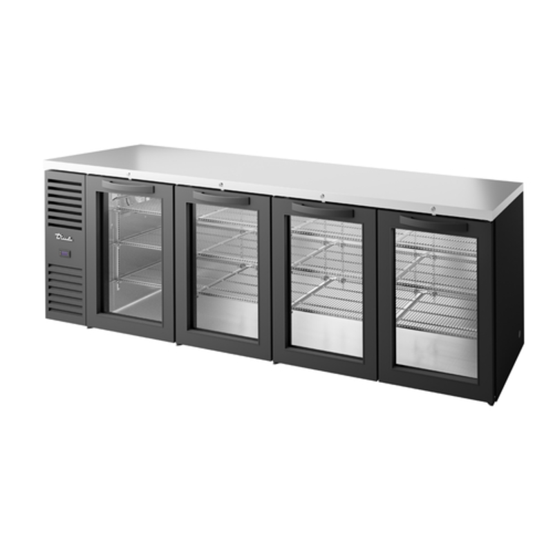 True Refrigeration TBR108-RISZ1-L-B-GGGG-1 108-Inch Four-Section Commercial Back Bar Cooler