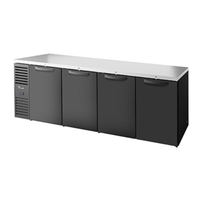True Refrigeration TBR108-RISZ1-L-B-SSSS-1 108" Four-Section Solid Door Back Bar Refrigerator