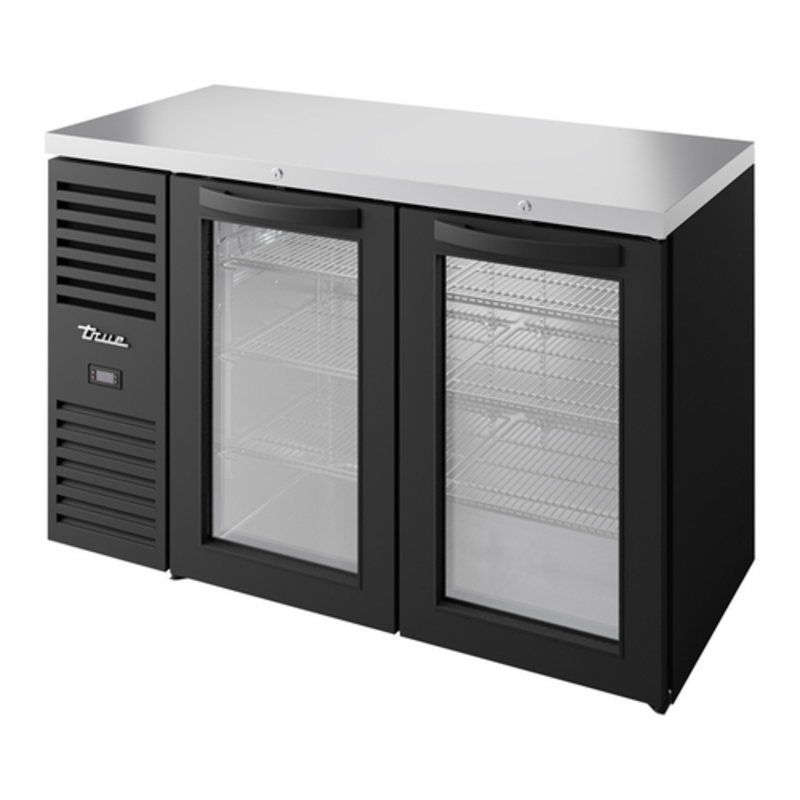True TBR52-RISZ1-L-B-GG-1 52-Inch Glass Door Back Bar Refrigerator in Black