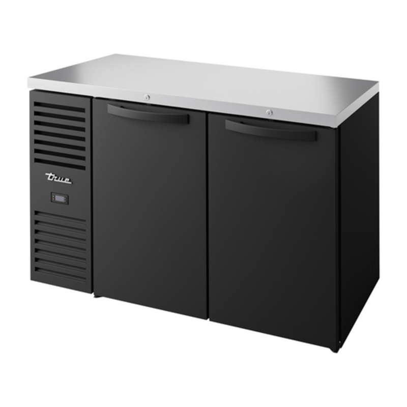 True Refrigeration TBR52-RISZ1-L-B-SS-1 52" Commercial Back Bar Refrigerator - Black/Stainless