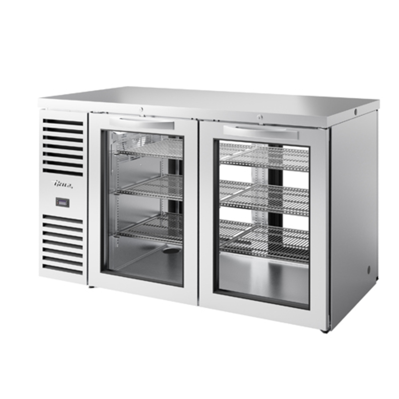 True TBR60-PTSZ1-L-S-GG-GG-1 60" Stainless Pass-Thru Back Bar Refrigerator