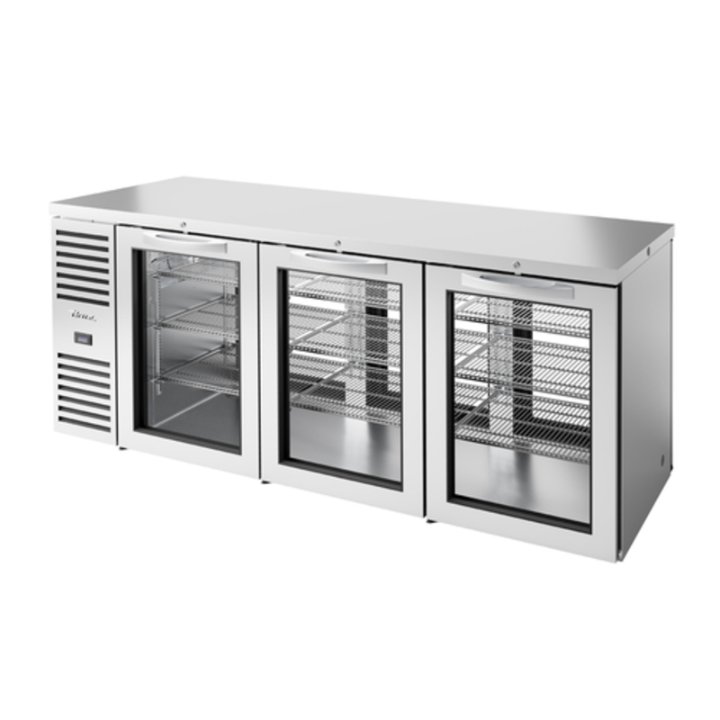 True TBR84-PTSZ1-L-S-GGG-GGG-1 84-Inch Pass-Through Glass Door Back Bar Refrigerator
