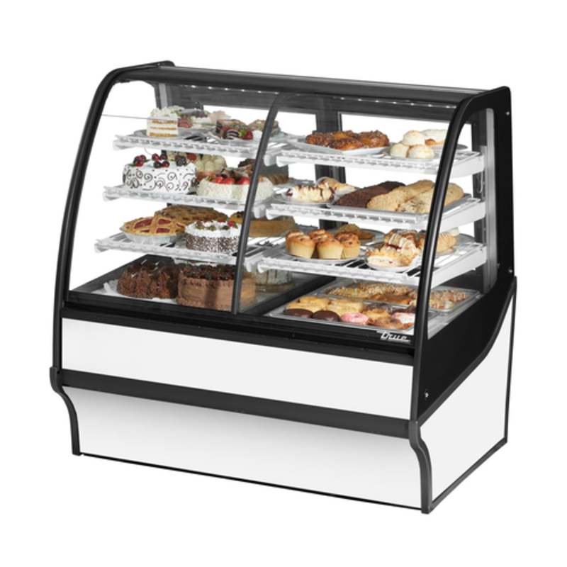 True TDM-DZ-48-GE/GE-W-W 48-1/4" White Dual Zone Curved Glass Merchandiser