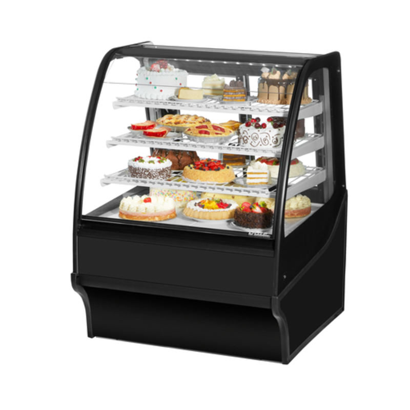True TDM-R-36-GE/GE-B-W 36.25" Curved Glass Refrigerated Bakery Merchandiser