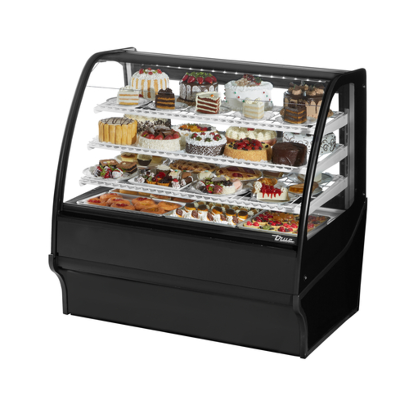 True Refrigeration TDM-R-48-GE/GE-S-S 48-1/4" Wide Curved Glass Bakery Merchandiser, Stainless Steel