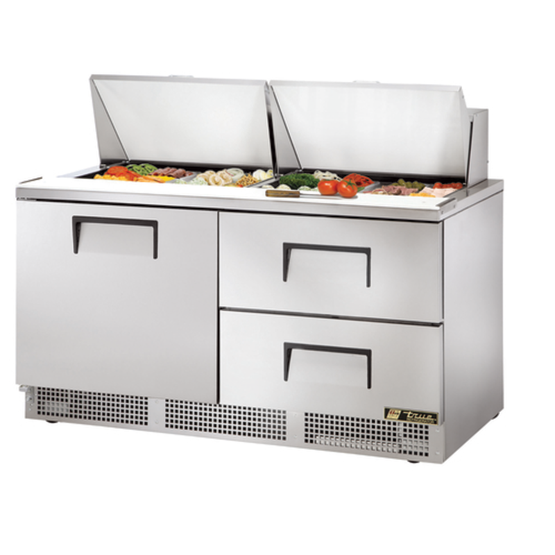 True TFP-64-24M-D-2-HC 64-Inch Mega Top Prep Table with One Door and Two Drawers