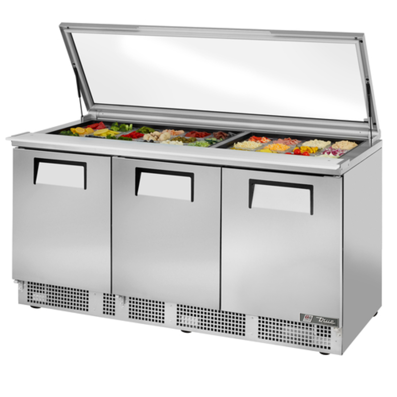 True TFP-72-30M-FGLID 72-Inch Mega Top Sandwich Prep Table with Flat Glass Lid
