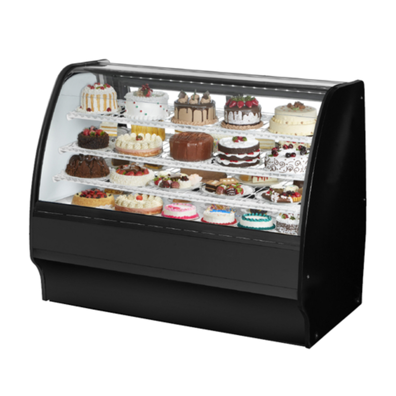 True TGM-R-59-SC/SC-S-W 59-1/4" Stainless Steel Refrigerated Curved Glass Bakery Display Case