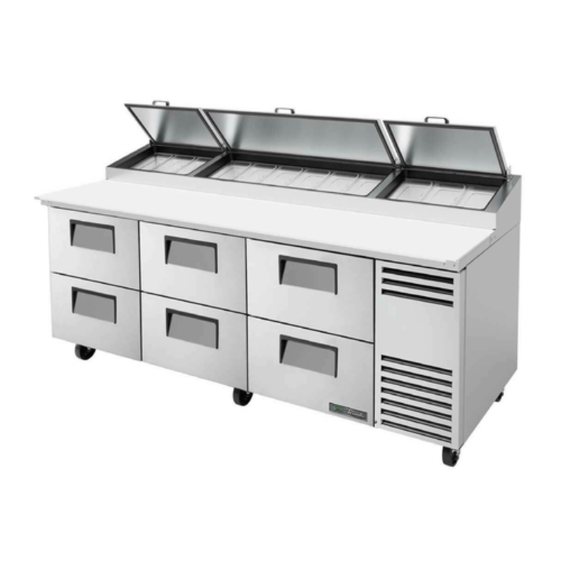 True Refrigeration TPP-AT2-93D-6-HC 93-Inch 6-Drawer Commercial Pizza Prep Station