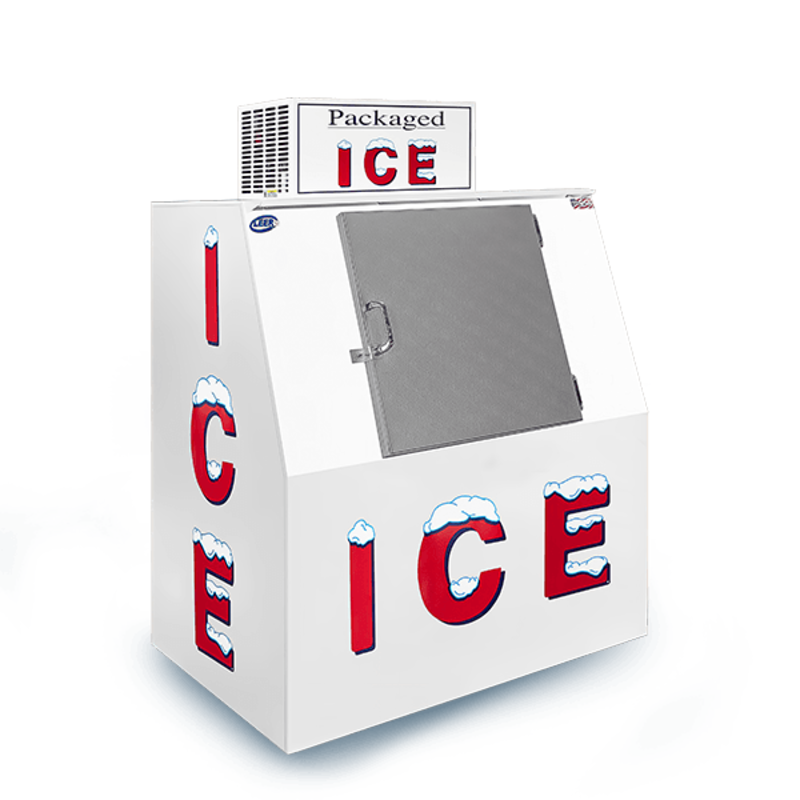 Leer L040SASP 40 Cu. Ft. Slant-Front Solid Door Outdoor Ice Merchandiser