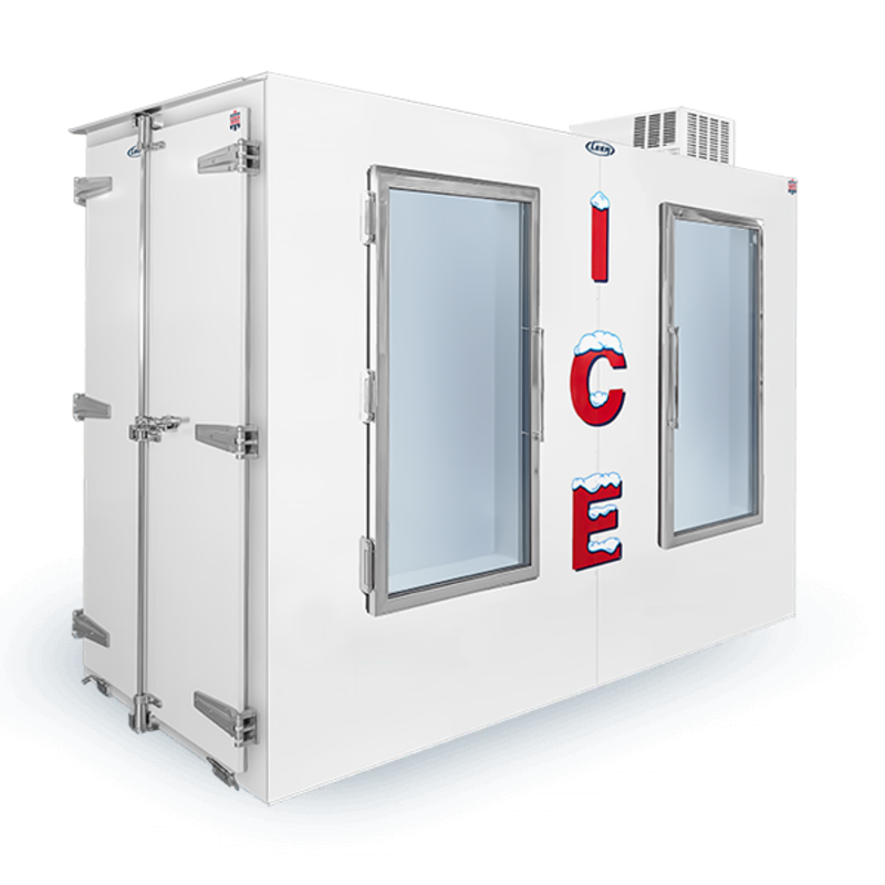 Leer L225UAGPPL 108-Inch High-Capacity Pallet Load Ice Merchandiser with Glass Doors