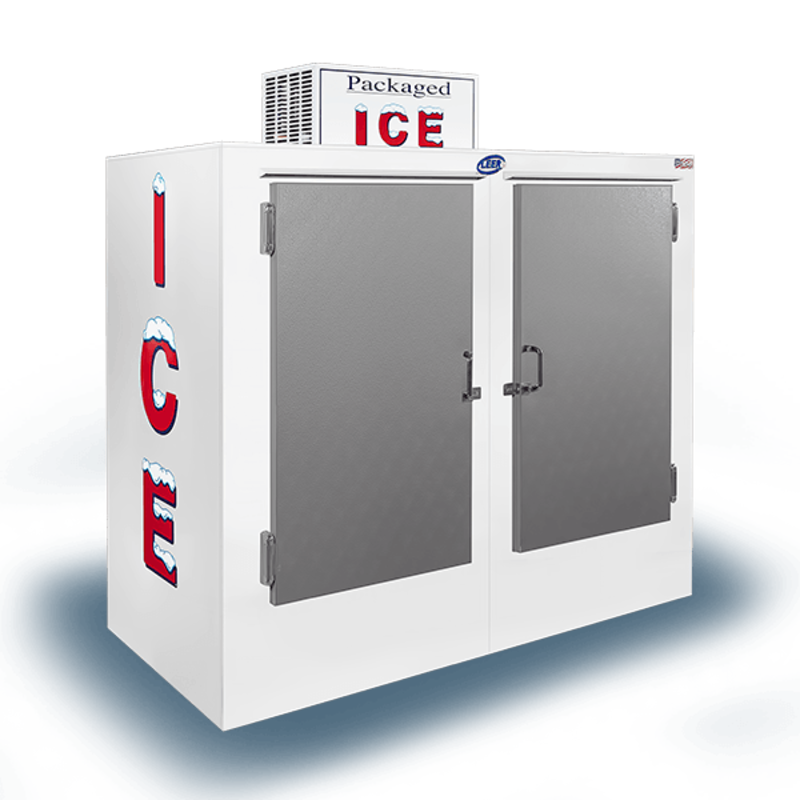 Leer L075UASP 75 Cu. Ft. Solid Door Outdoor Ice Merchandiser with Auto-Defrost