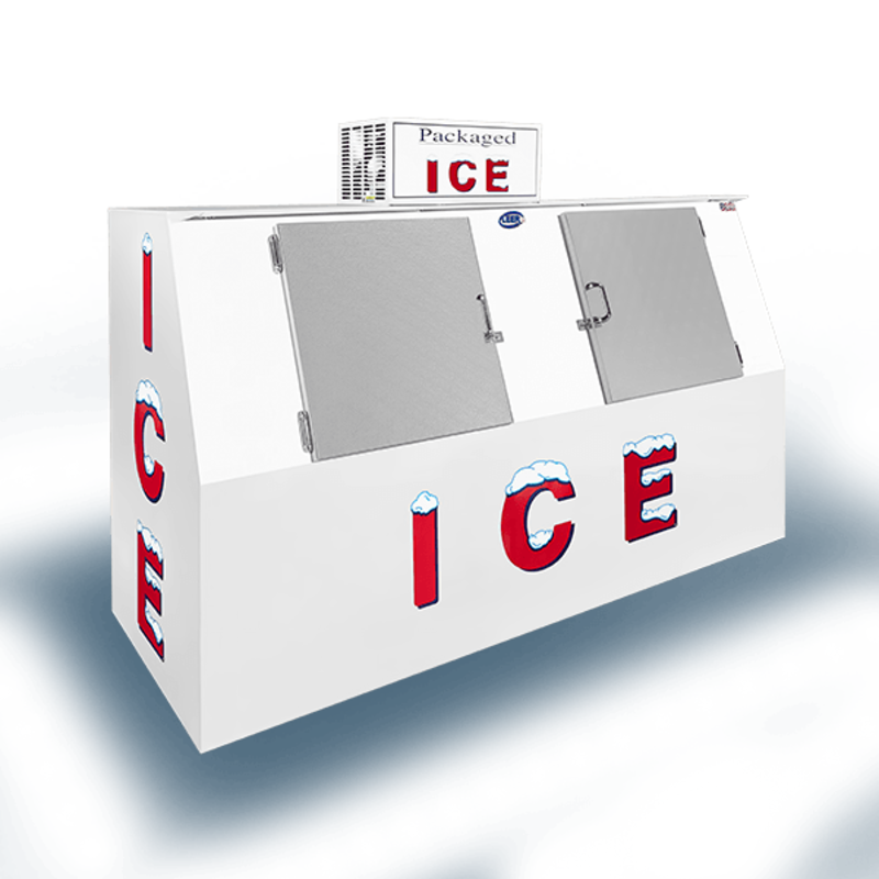 Leer L075SASP 75 Cu. Ft. Slant-Front Solid Door Outdoor Ice Merchandiser